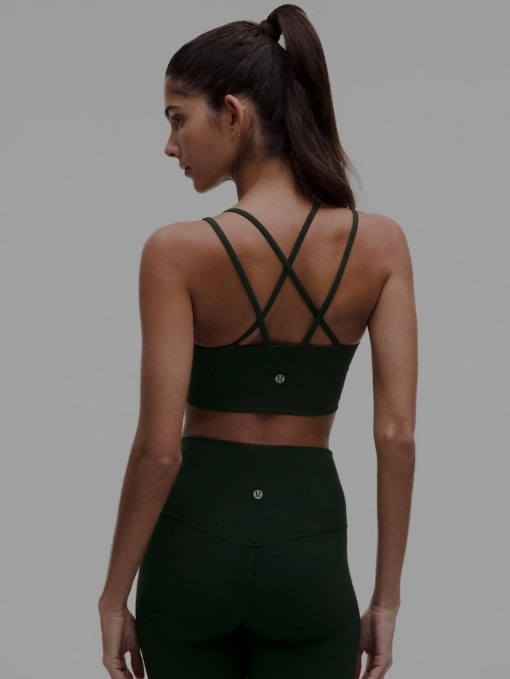 Lululemon Like a Cloud Longline Bra B/C *ribbed Rainforest Green 10 - Picture 2 of 5